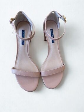Stuart Weitzman Nudist 35 Block Heel, Size 8.5, Blush Pink